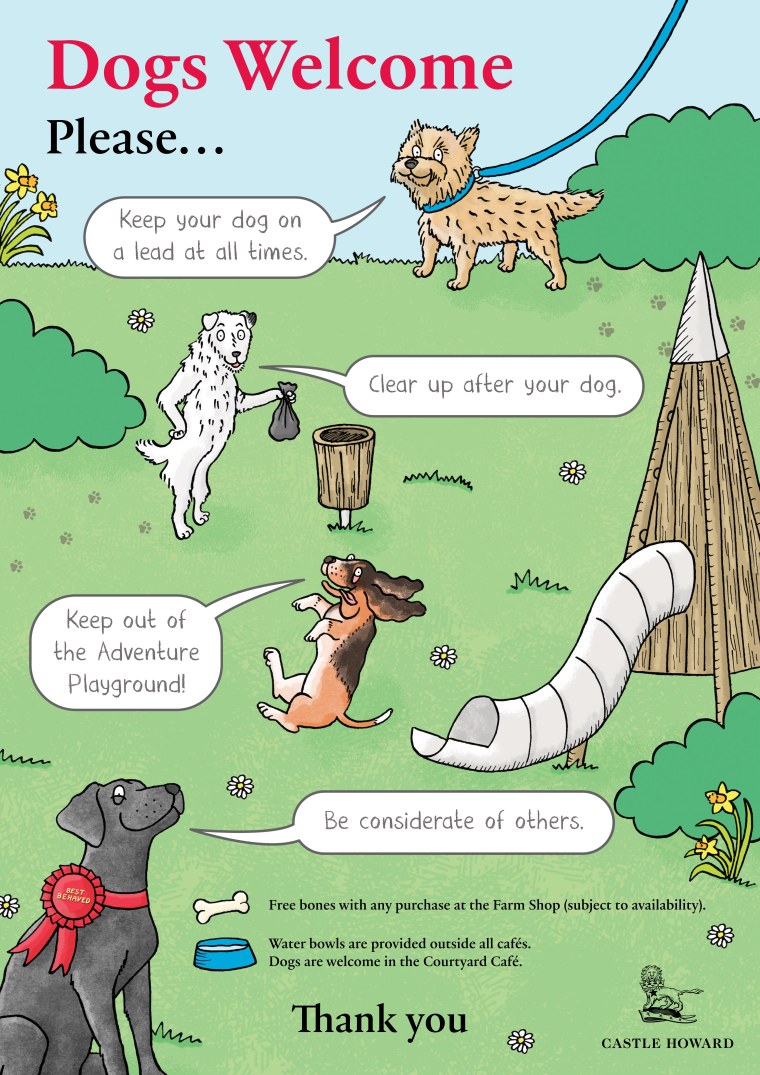Humorous rules for dogs illustrated sign/poster by illustrator Emma Metcalfe